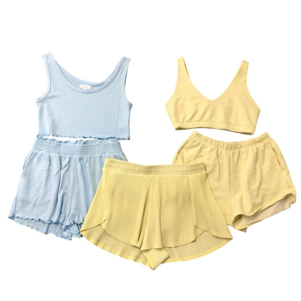 Colsie Wild Fable All in‎ Motion Lounge Set Womens M Blue Yellow Striped Bundle